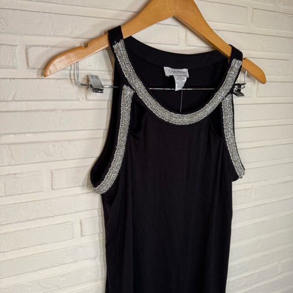 Carmen Marc Valvo Black Jeweled Accent Sleeveless Top, Women’s Size Large - Picture 2 of 7